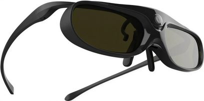 Black XGIMI active 3D glasses with tinted lenses, three-quarter view