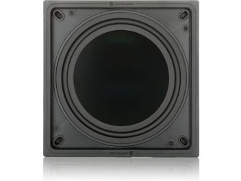 Einbau-Subwoofer Monitor Audio IWS-10, mattschwarze Frontblende, Center-Lautsprecher, dunkelgrauer perforierter Rahmen