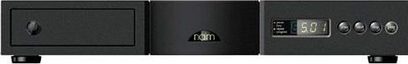 Naim Audio CD5i črni CD-predvajalnik, sprednja plošča z digitalnim prikazovalnikom, predalom za CD in kontrolnimi gumbi