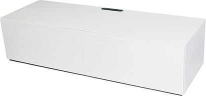 Norstone Design Trocadero hvidlakeret speciallavet audio-/videomøbel, set forfra, 2 sidehengslet døre, uden håndtag