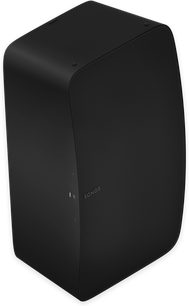 Diffusore Sonos Five nero opaco, vista frontale, forma rettangolare verticale con angoli arrotondati, griglia nera sulla parte anteriore