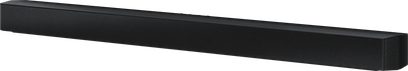 Rektangulær, langstrakt sort Samsung HW-B450/ZF soundbar, set forfra