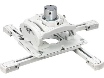 Chief Pack Elite 7 cm hvid loftbeslag i metal, med justerbare arme, beslag og kugleled til montering af projektor, set forfra