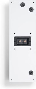 Inbouw wandluidspreker Canton Atelier InWall 5 mat wit, achteraanzicht met luidsprekeraansluitingen en zwarte bevestigingspunten