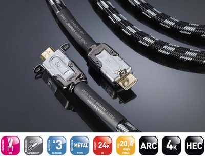 Real Cable INFINITE II 15 m HDMI-kabler med guldbelagte stik, flettet skærm og understøttelse af 4K, ARC og HEC