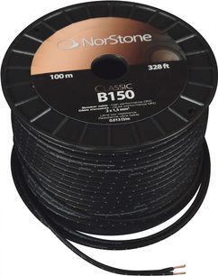 Kabeltromle til Norstone Classic B150 sort højttaler, tværsnit 2x1,5mm², længde 100m, på sort tromle