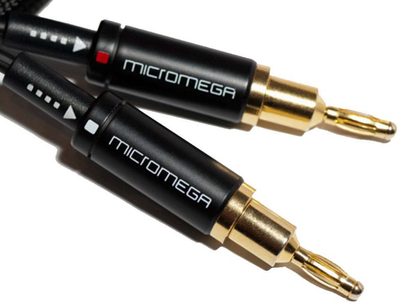 Micromega MyCable højttalerkabler 2 x 3m, forgyldte bananstik, sort kappe, nærbillede