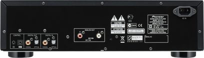 Lettore CD Pioneer PD-50-K nero, vista posteriore, connettività audio analogica e digitale, coassiale e ottica