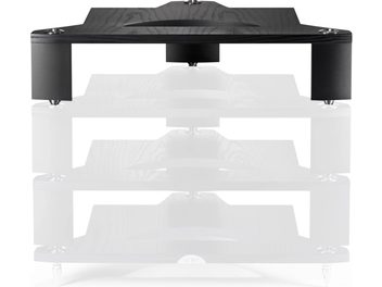 Naim Audio FraimLite lav reol i sort metal med 3 glashylder, set forfra