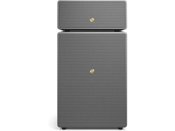 Enceinte connectée Audio Pro Drumfire II W grise, deux modules superposés à grilles frontales et logos dorés, vue de face