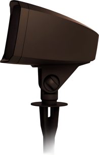 Boxă de exterior Klipsch PRO-650T-LS maro închis pe țăruș, carcasă dreptunghiulară văzută din profil