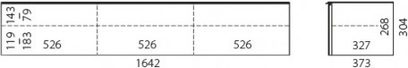 Spectral Scala SCH1650 TV-møbel i lyst træ med 3 rum på 526 mm i bredden og 1 på 327 mm, samlet længde 1642 mm