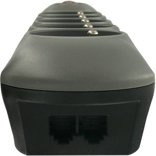 Sort Connect Research CEB005F multistikdåse, set oppefra, 5 hunstik, rød afbryder på toppen
