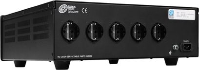 Τροφοδοτικό Torus Power RM 8 CE μαύρο με 4 κυκλικές πρίζες, μία είσοδο τροφοδοσίας, πλευρικές γρίλιες και επιγραφές