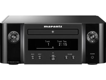 Marantz MCR-612 Schwarzes High-Fidelity-System, Frontansicht, digitale Anzeige, Bedienknöpfe und -regler