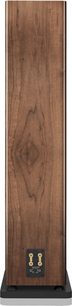 Canton Townus 100 walnut floorstanding speaker, rear view, wooden cabinet on a black plinth with double gold-plated terminal block at the bottom