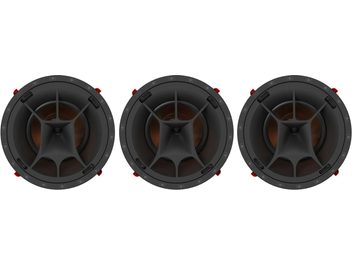Sæt med 3 Klipsch PRO-180-RPC LCR sorte indbygningshøjttalere til loft med synlig kobbermembran