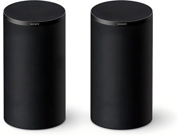 Coppia di diffusori Sony BRAVIA Theatre Rear 9 neri dal design cilindrico con griglia in tessuto