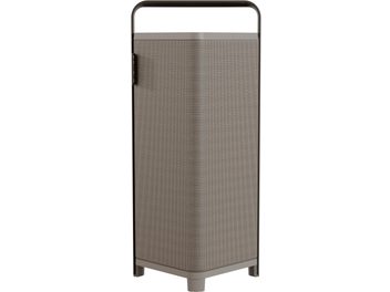 Enceinte Bluetooth portable Sonoro Vibes L taupe, colonne rectangulaire tissu texturé avec anse de transport noire