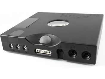 Convertitore audio DAC Chord Hugo TT2 nero, vista frontale, pulsanti e prese sul davanti, rotella e prese sul lato destro