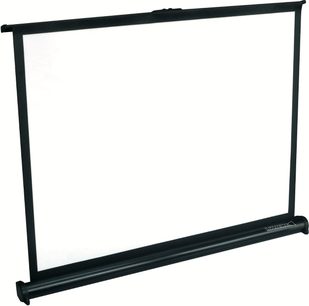 Bærbar Lumene TableShow 102V projektionsskærm, 101x76 cm, på teleskopisk sort rørfod