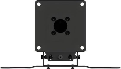Supporto da soffitto per videoproiettore XGIMI Titan, piastra quadrata nera con 4 fori agli angoli e bracci di fissaggio in metallo