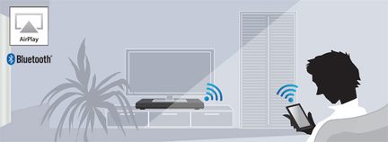 Silhuet af en mand i profil foran et tv-skærm, en Blu-ray-afspiller og en Bluetooth-enhed