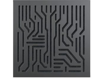 Assorbente acustico Artnovion Azteka W nero lucido in schiuma sagomata a formare un motivo geometrico complesso in rilievo