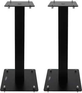 Enova HIFI, MAJESTY 50 BL, sort finish, 2 rektangulære højttalerstativer, set forfra, firkantede top- og bundplader
