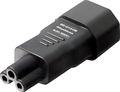 Černý napájecí adaptér GigaWatt IEC320-C5 detail konektoru se třemi otvory (samice)