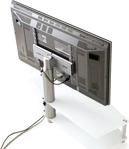 TV-møbel Spectral Panel PL152 hvid, bagside, med vægbeslag, indbyggede stik og kabelstyring