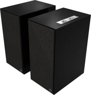 Reproduktory Klipsch The Nines černé, pár, obdélníkový tvar, černé dřevo, černá mřížka, stříbrné logo na přední straně