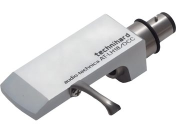 Audio Technica AT-LH18/OCC harjatud hõbedane vinüülplaadimängija kassetihoidik ergonoomilise hoovaga külgvaates