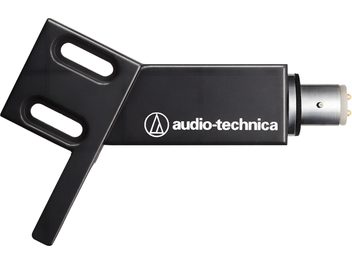 Vinüülihelipea hoidik Audio Technica AT-HS4BK must, kahe ovaalse avaga ja silindrilise metallist pistikuga