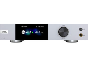 EverSolo DAC-Z6 DAC-lydkonverter, front- og bagvisninger, sort aluminiumskabinet, farveskærm, drejeknap