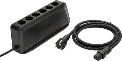 Audioquest PowerQuest 2 sort, seksvejs strømskinne med flettet NRG-Y3 netkabel på 1 m