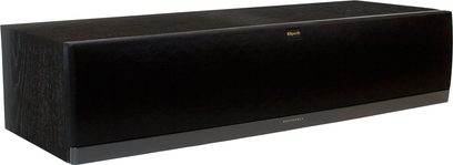 Klipsch RC-64 MkII sort centerkanal, set forfra, rektangulært træhøjttalerkabinet i sort med sort gitter