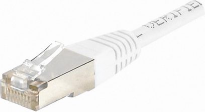Gennemsigtig RJ45-stik H C S Optimal Ethernet 5m med hvidt netværkskabel og synlige forgyldte kontakter