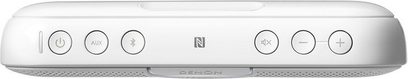 Trådløs, tilsluttet højttaler fra Denon Envaya DSB200WT Hvid, set forfra, kontrolknapper øverst, USB-port til højre