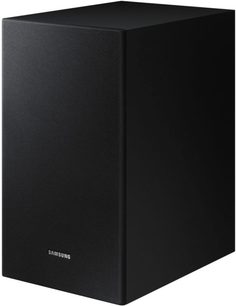 Samsung HW-R530 sort soundbar, set forfra, rektangulær form med afrundede hjørner, mat og ensartet overflade