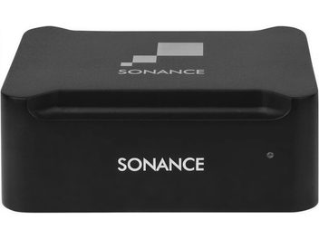 Sonance SWT kablosuz verici, siyah dikdörtgen kutu, ön yüzünde beyaz "SONANCE" logosu, üstten görünüm