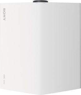 Projektor Sony VPL-XW7000ES bílý, pohled zepředu, svislý obdélníkový tvar, jednolitá bílá barva, logo Sony nahoře