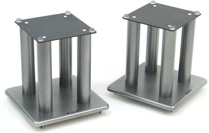 Atacama Audio SLi300 højttalerfødder sølv, børstet aluminium, rektangulær form, 4 søjler, firkantede plader