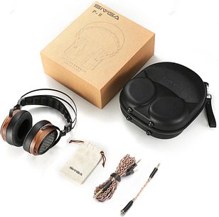 Sluchátka Sivga P-II otevřená, ořechové dřevo, pletený kabel, konektor 6,35 mm, černá kožená zipová přepravní taška, brožura