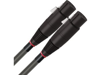 Analoge audiokabel XLR Equinox 10 XLR 1m, zwarte cilindrische connectoren, zilverkleurige metalen uiteinden, rode en zwarte ringen