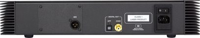 Atoll Electronique DR400SE sølvfarvet CD-afspiller, bagside, AES-, OPT-, COAX-stik, kontakt, strømindgang
