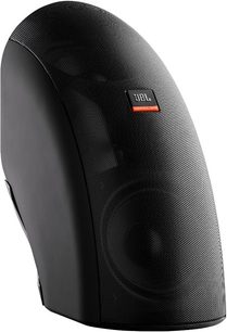 JBL Control Now sort, cylindrisk afrundet form, sort gitternet dækker størstedelen, rødt "JBL"-logo på forsiden