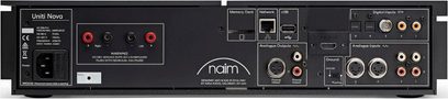 Naim Audio Uniti Nova stereo hi-fi võimendi, tagakülg, analoog- ja digitaalsed heliühendused, võrguühendus, toiteplokk