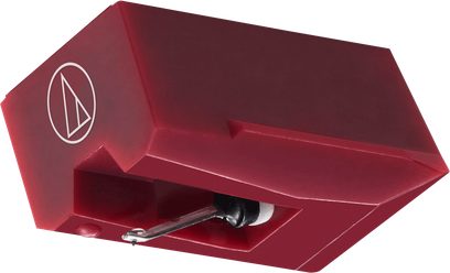 Diamant voor rode Audio Technica ATN95EX platenspelernaald, naald op headshell in close-up weergegeven