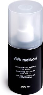 Permatomos Meliconi 200 ml purškiamos talpyklės buteliukas, skystas vinilo valiklių, juoda etiketė su baltu itališku tekstu